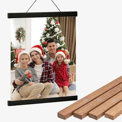 Magnetic DIY Wood Poster Frame Teak/Pine Photo Hangers Hanging Kit for Pictures Canvas Prints Poster Scroll Artwork Print Holder