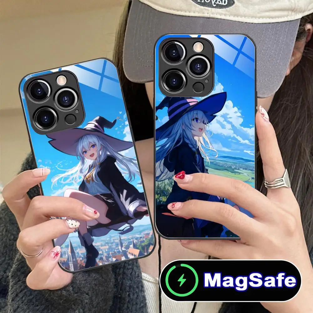 

Чехол для телефона Wandering Witch Elaina для iPhone 17 16 15 14 13 12 11 Air Pro Max Plus Mini MagSafe, стеклянный, цветной