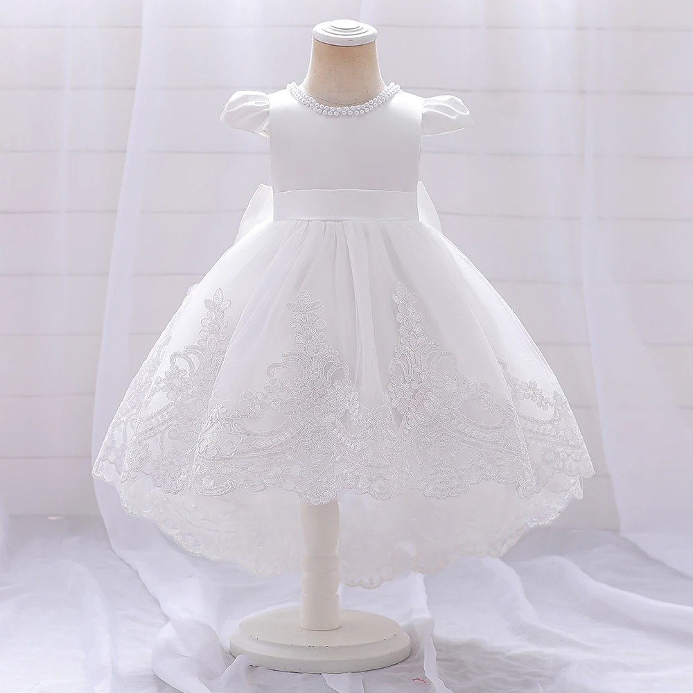 Toddler Girl White Evening Party Princess Dress Baby Big Bow Tutu Gown Kids Birthday Wedding Ceremony Costume Clothes Vestidos