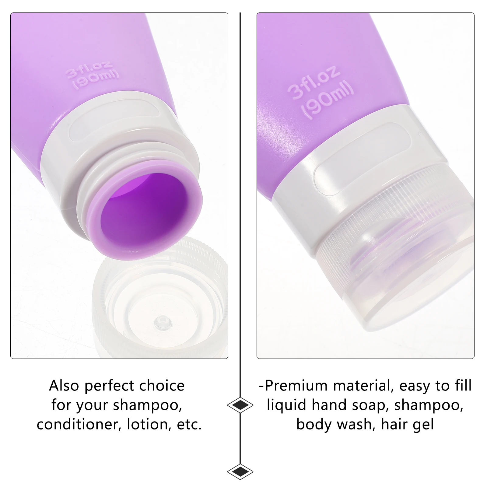 

4Pcs Silicone Travel Bottles Squeezable Liquid Containers Empty Lotion Shampoo Toiletries Set Travel Size Toiletries