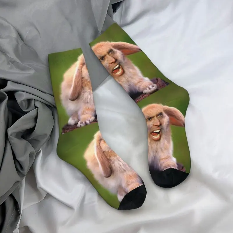 Calcetines Unisex con estampado 3D, medias cálidas con estampado divertido de Nicolas Cage Rabbit, novedad