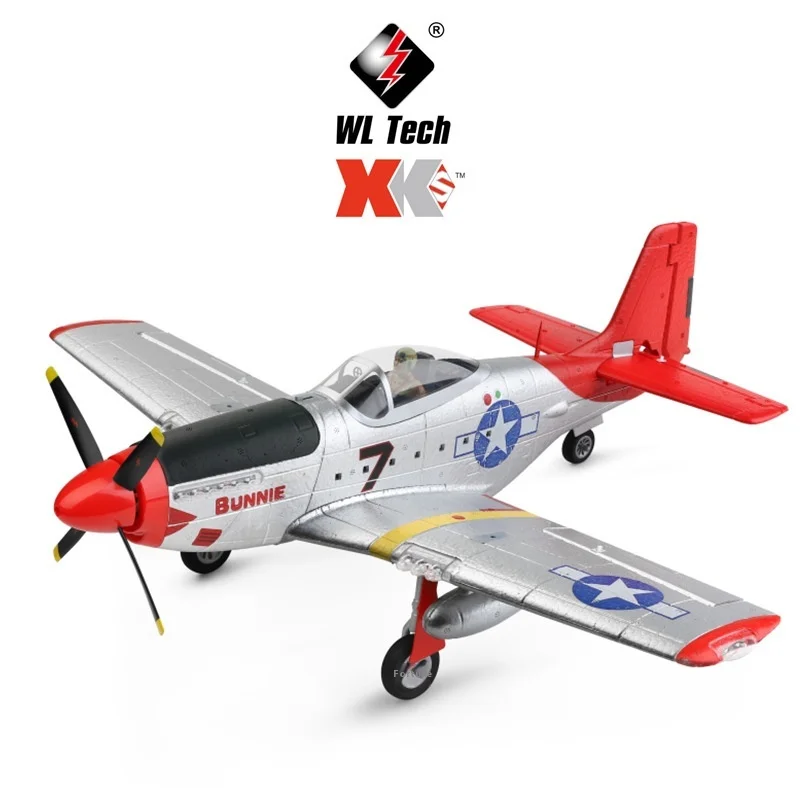 Weili XKA280 Avión de cuatro canales P51 Jet de combate giroscopio de 6 ejes planeador de ala fija modelo de avión RC para juguetes y pasatiempos