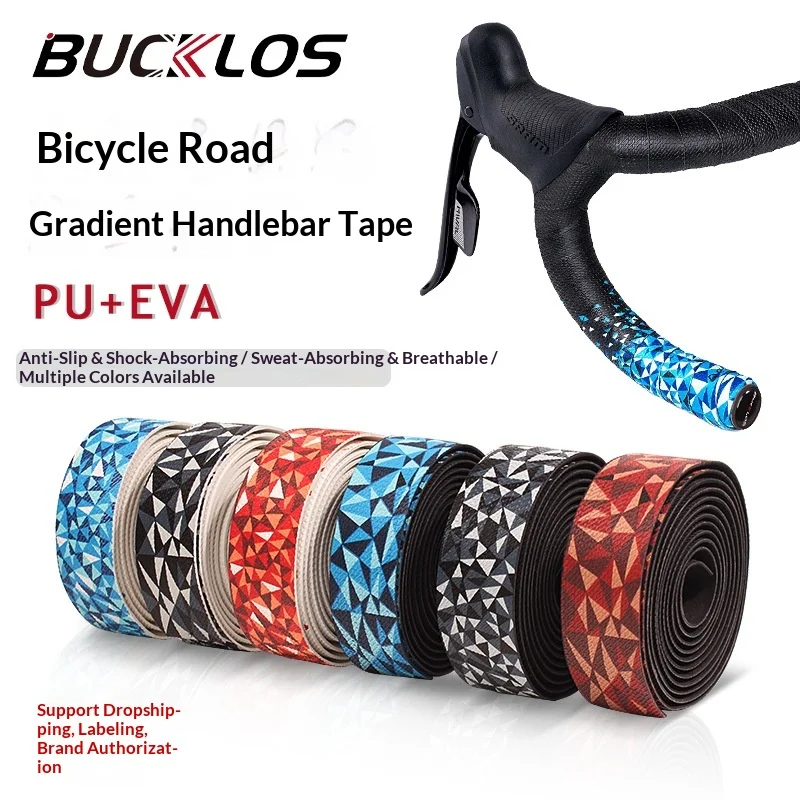 

Лента для руля велосипеда Bucklos из PU и EVA, градиентная, двухцветная, противоскользящая, амортизирующая, дышащая, для шоссейных велосипедов и велосипедов с фиксированной передачей.