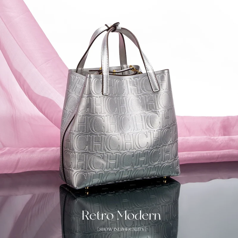 

CHCH 2026 Women's Tote Bag Spring Simple Embossed Handbag Women's Business Bag Large Capacity