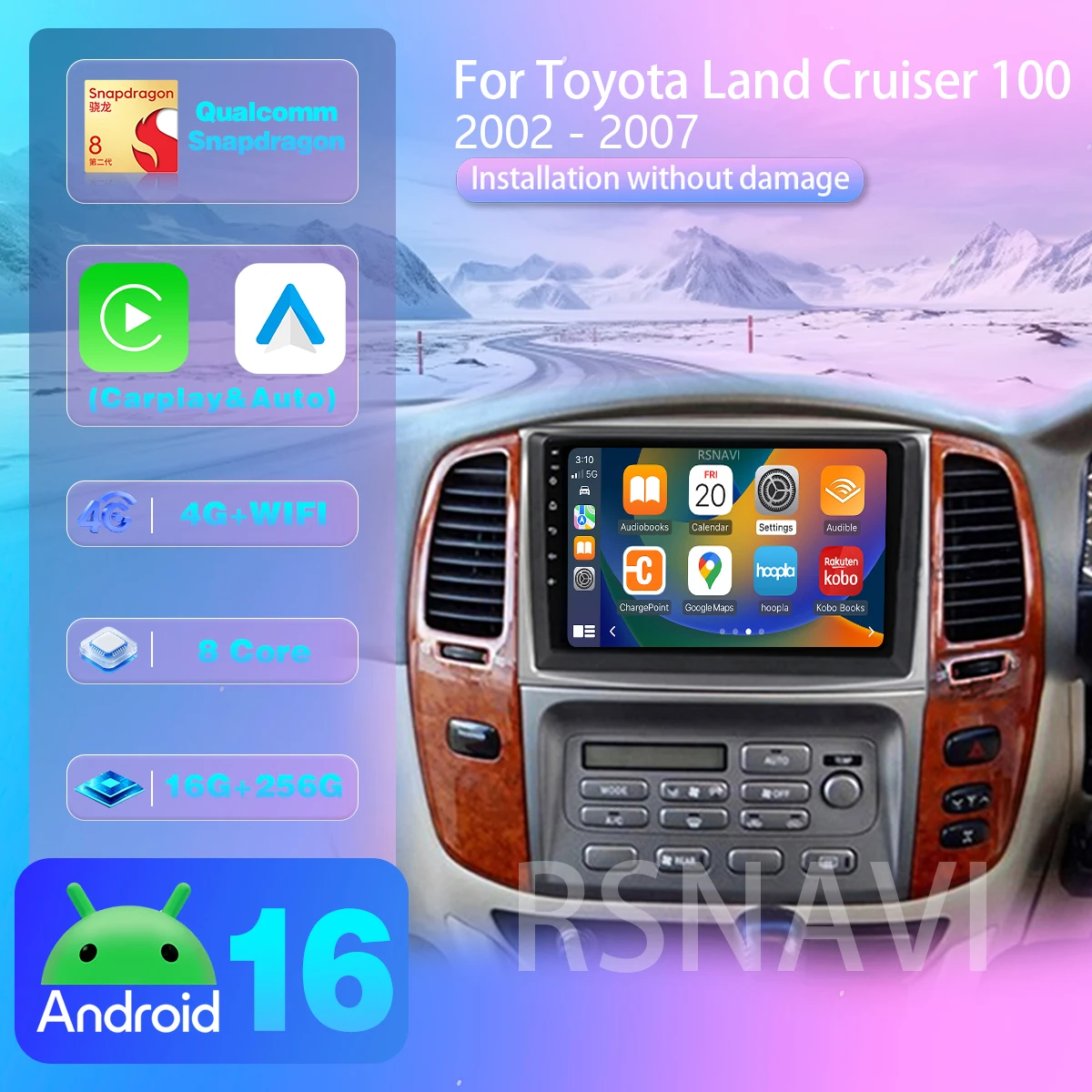 Android 16 For Toyota Land Cruiser 100 2002 - 2007 Carplay Auto Car Radio Player Multimedia Stereo App Control DVD Navigation