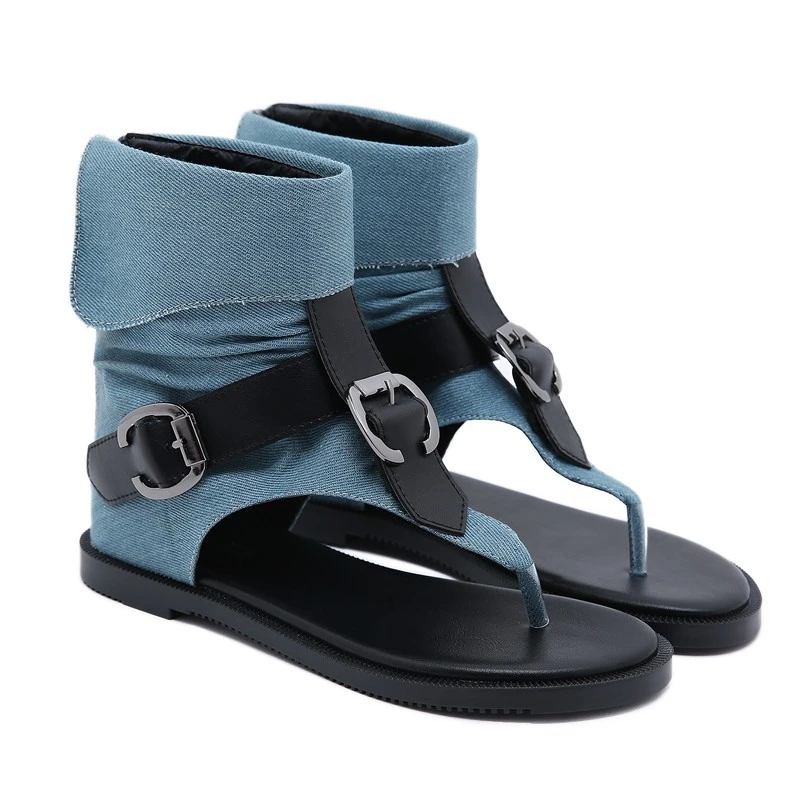 

New Women's Summer Low Heel Roman Women's Shoes Fashionable and Comfortable Leather Flat Bottomed Beach Sandals Zapatos Mujer