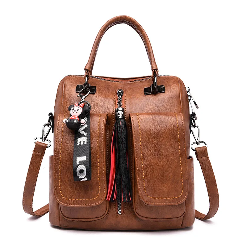 

3-in-1 Backpack Women Vintage Shoulder Bag Female Soft Leather Bagpack for Girls tote Ladies Travel Back Pack Luxury sac Mochila