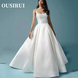 OUSIRUI Sleeveless Backless Bridal Gowns Custom  Elegant Square Collar Satin Wedding Dresses Ball Gown Made Vestidos De Novia