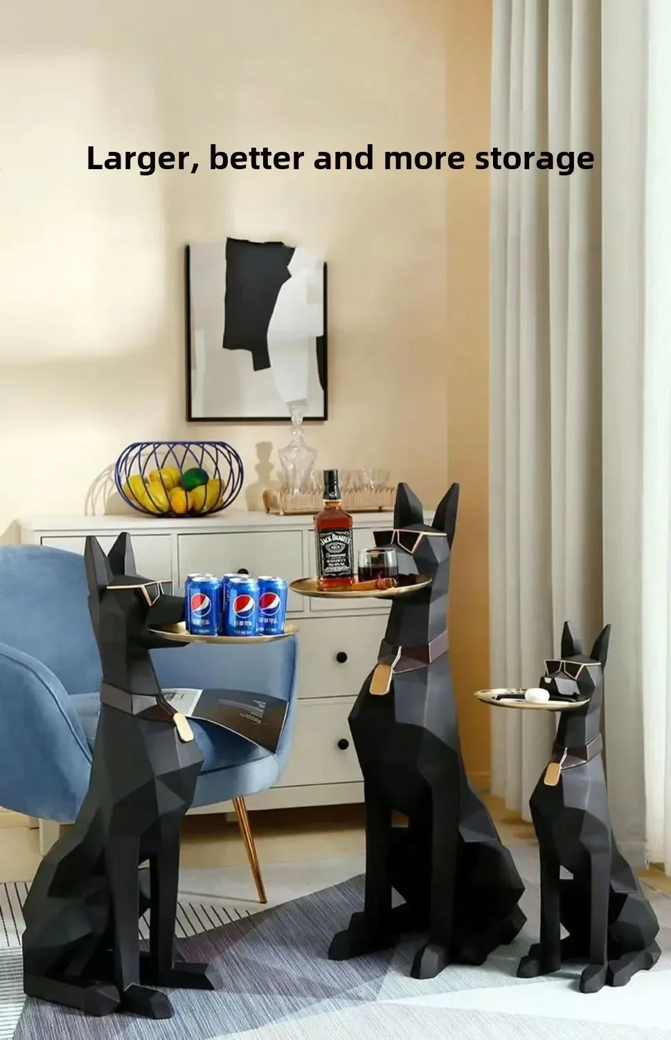 HotLarge, Creative, Floor-to-ceiling, Gentleman Dog, Ornament Light Luxury Living Room Decoration TV Cabinet, Home, Tray, New Ho