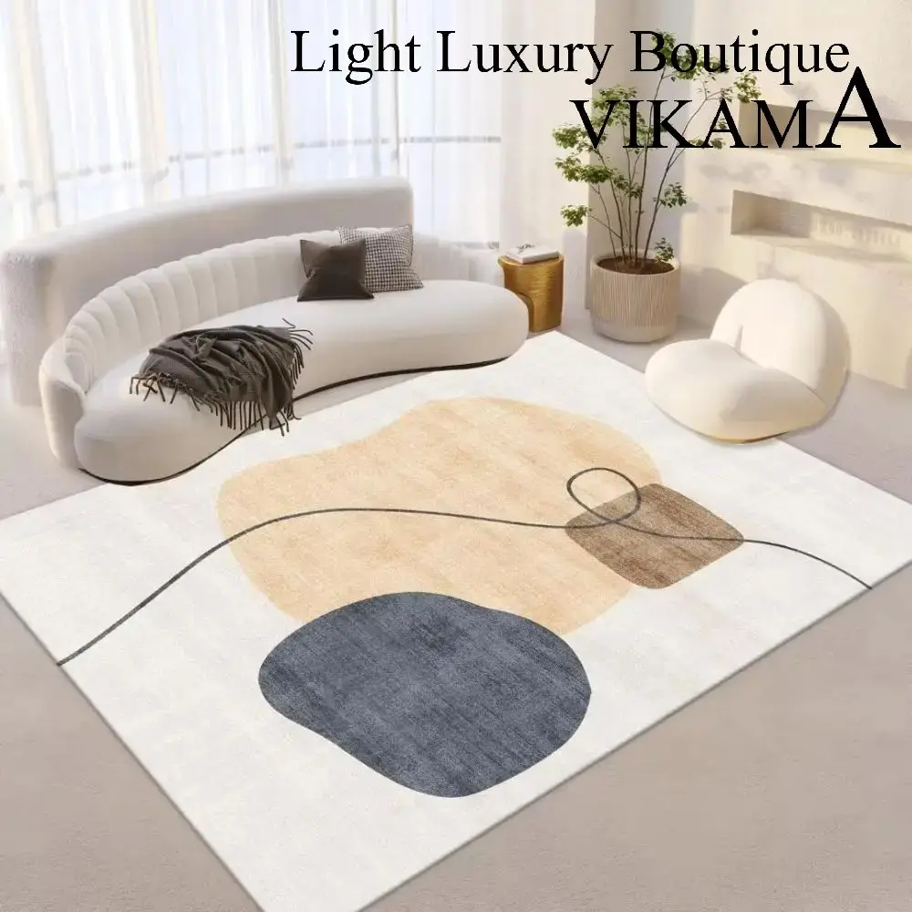 VIKAMA Crystal Pile Simple Geometric Rug Anti-slip and Quick-dry Large Living Room Carpet Sofa Tea Table Pad