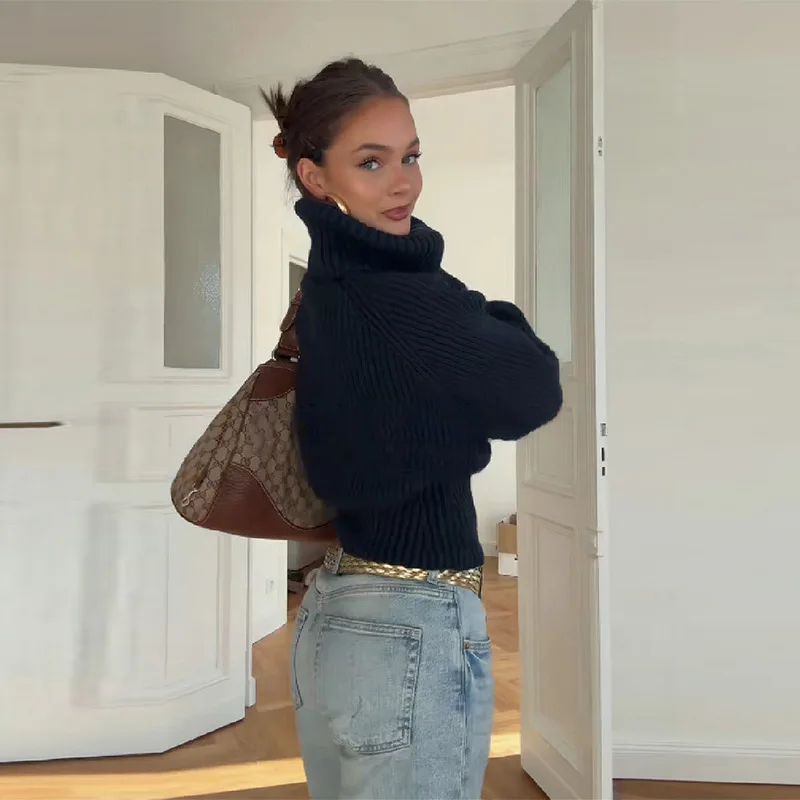 

Осенне-зимний вязаный кардиган на молнии, повседневный мягкий теплый простой однотонный свитер с высоким воротом, новинка 2025 года, женская уличная верхняя одежда