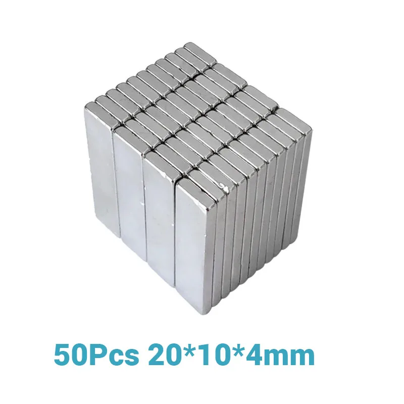 

50 Pcs Block NdFeB Neodymium Magnet N35 Super Powerful imanes Permanent Magnetic 20mm x 10mm x 4mm