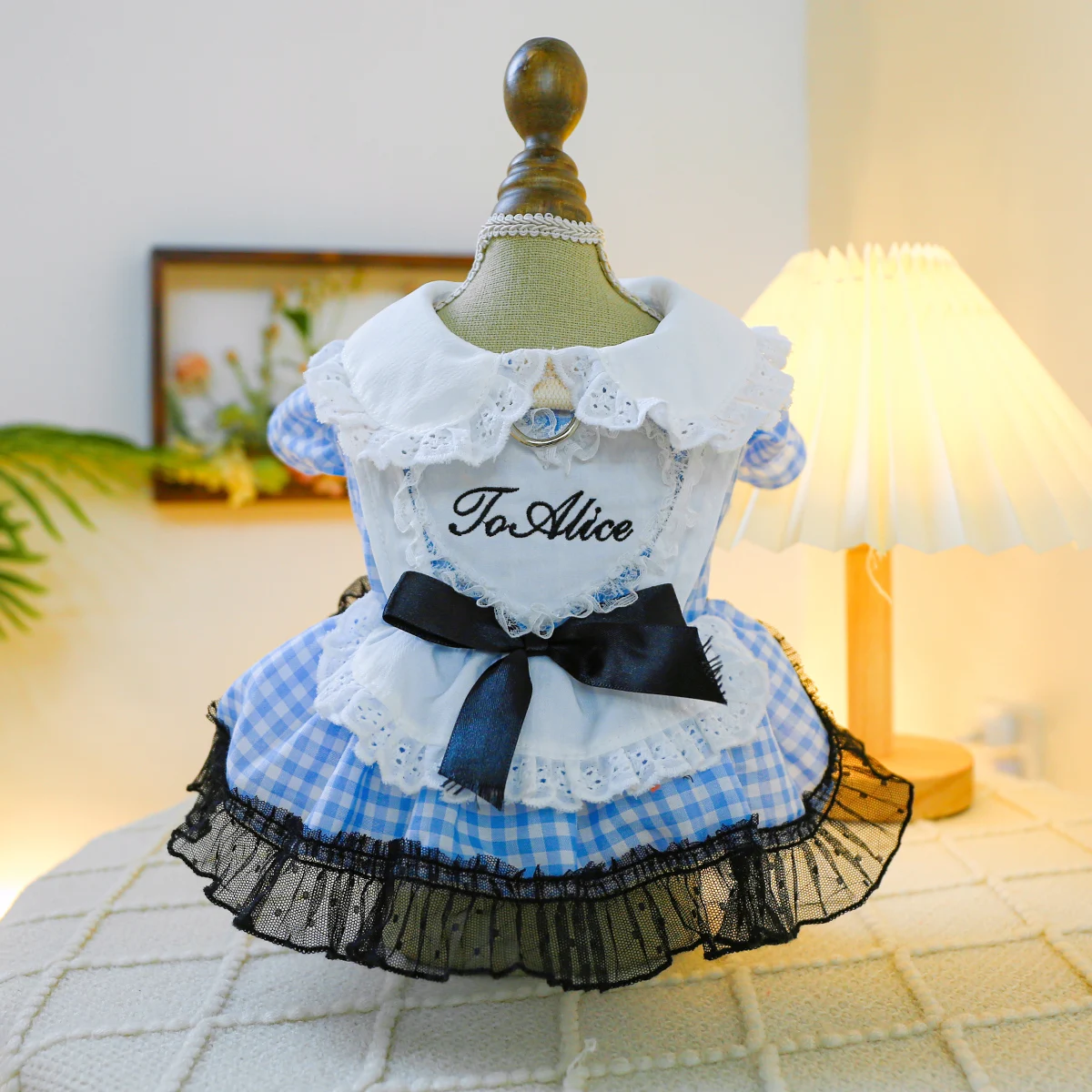 1PC Pet Clothing Cat Spring/Summer Blue Lolita Strap Princess Dress Traction Buckle Suitable for Small and Medium sized Dogs