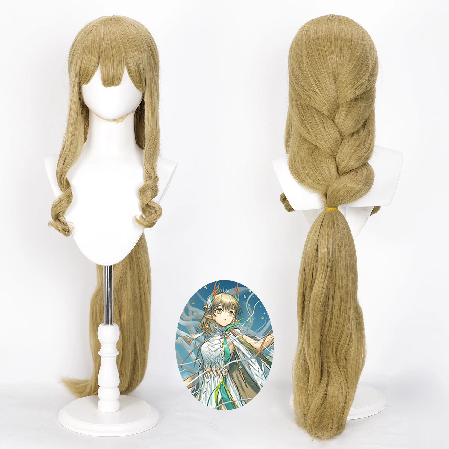 أنيمي شعر مستعار Muelsyes شعر مستعار تأثيري الفرسان أنثى أنيمي لعبة دور شعر مستعار تأثيري مع الانفجارات الكتان الذهب الذرة بيرم رقيق شعر مستعار اصطناعي #1
