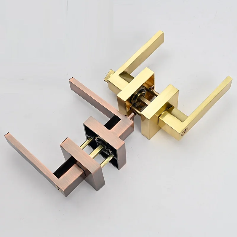 1Pc Aluminum Square Lever Bedroom Lock With Keys Gold Red Copper