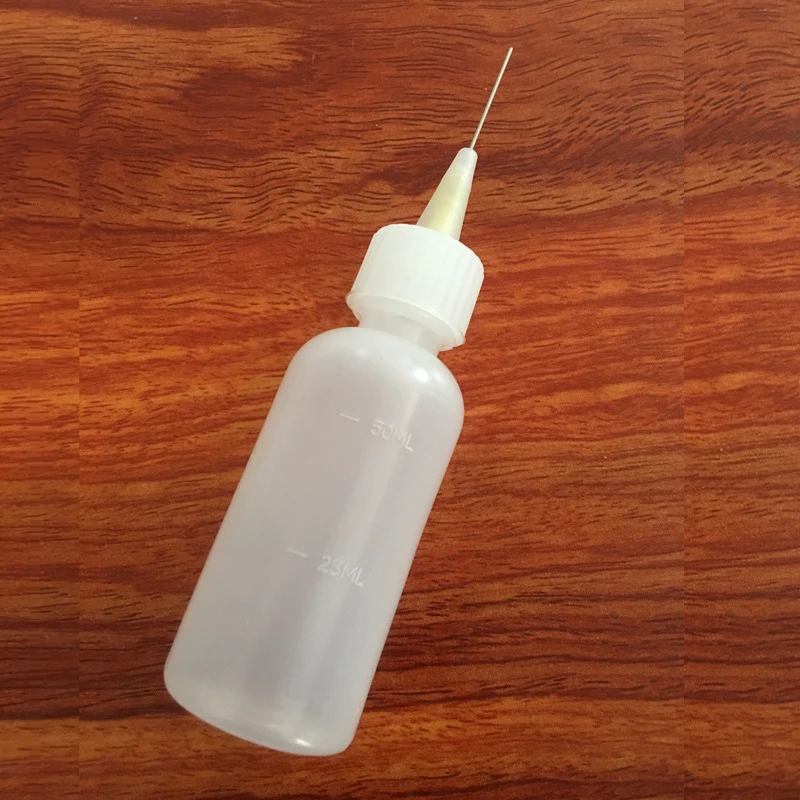 50ML Plastikflasche mit Nadel für Flüssigkeiten, Alkohol, Rosin, Lötfüllpaste, Spender für Handy-PCB-Reinigung, Schweißen und Reparatur – Detail 2