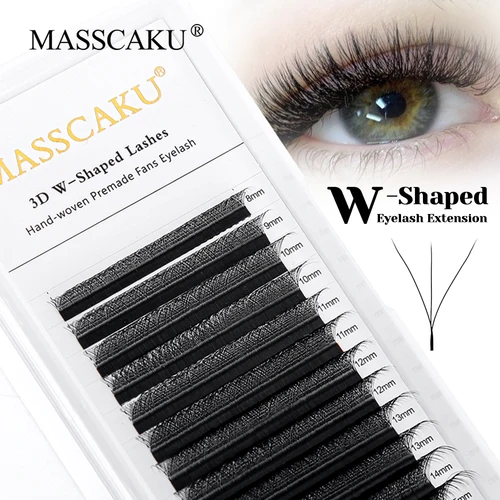 Imagen 1 del producto Las más nuevas pestañas prefabricadas en forma de 5D W, grosor de 0,07mm, rizadas C/D/L, malla tejida a mano, red cruzada W, pestañas de trébol