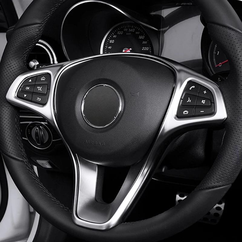 Car Styling Steering Wheel Button Frame Decoration Cover Sticlers Trim for Mercedes Benz C class W205 E class W213 GLC X253 Auto