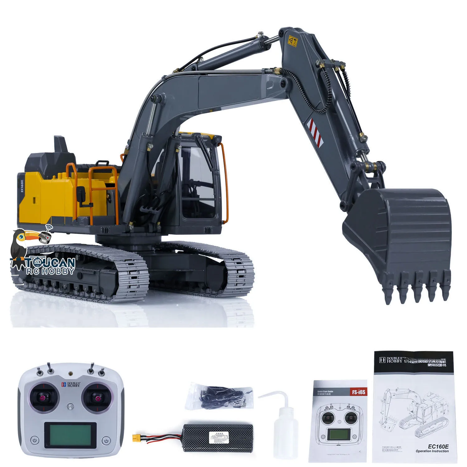 Gifts Double E 1/14 Hydraulic RC Excavator EC160E E111 Alloy Remote Control Painted Finished Light Diggers Boys Toys TH23138