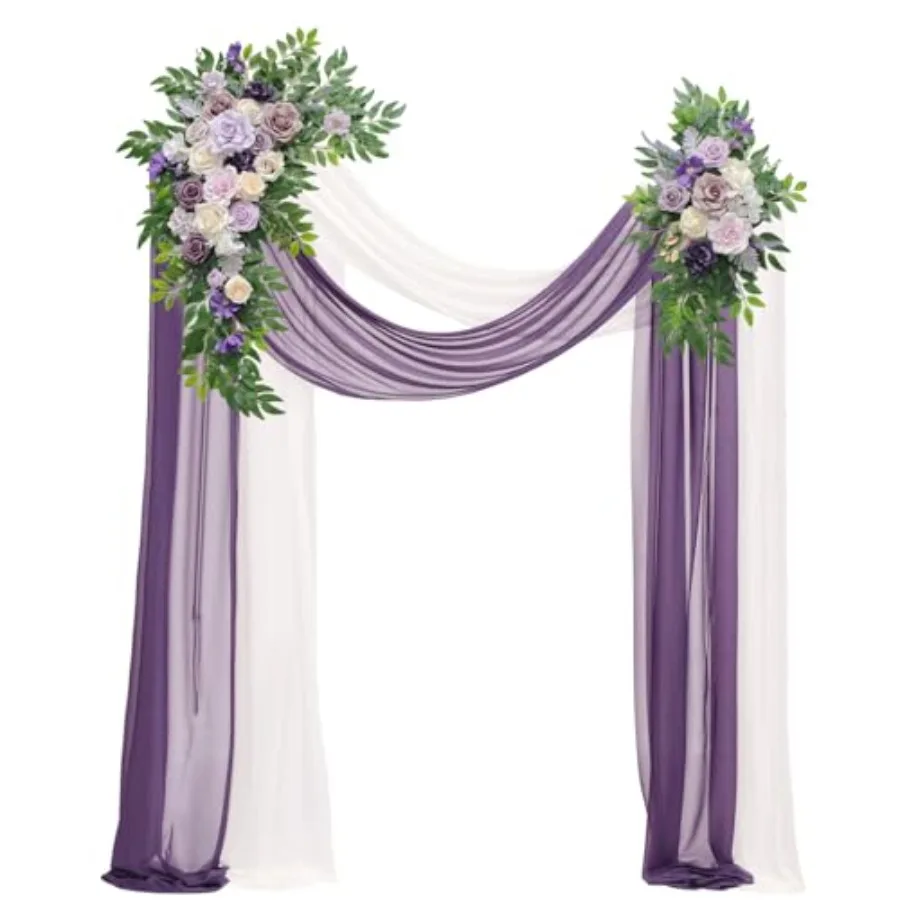 

Wedding Arch, Artificial Flowers, Wedding Decor with Drapes Set of 4 Be Suited to Banquet, Party, Wedding Decor Ceremony and Ba