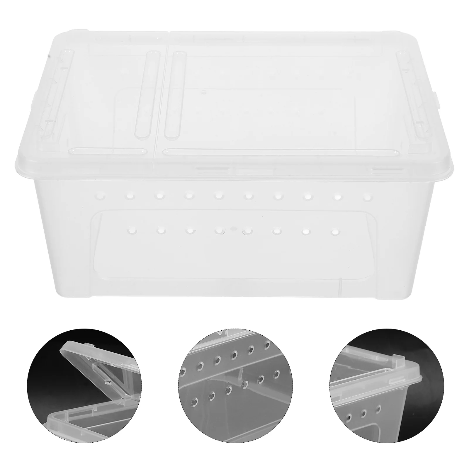 

Transparent Plastic Reptile Breeding Box Escape Proof Portable Enclosure Spider Scorpion Lizard Gecko Turtle Habitat Cage