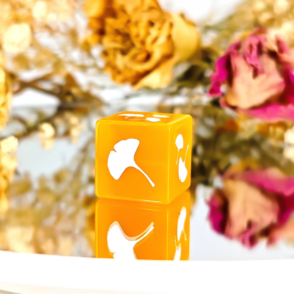 Würfel aus Glas, Ginkgoblatt, 16 mm, Würfel, 6-seitig, Unterhaltung, Party, Club, Party, Spiel, Bar, Familientreffen, Tischplatte, Brettspiel, Würfelspielzeug