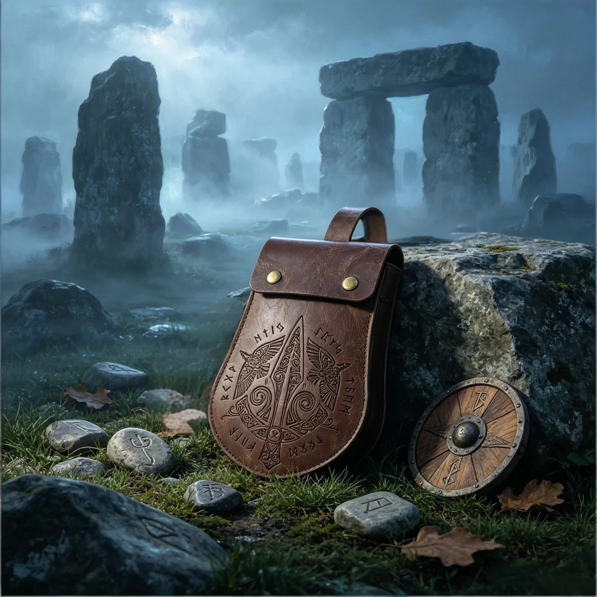 Leather Medieval Waist Pack, Vintage Handwork Belt Pouch Waist Bag Leather Belt Pouch Medieval Pouch Nordic Embossed Bag