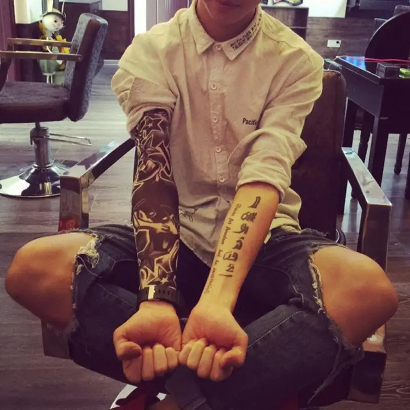 Manchon de Tatouage Temporaire 3D pour Homme et Femme, Protection UV Imprimée, Faux Tatto pour Extérieur, Bras Complet, Équipement d'Équitation