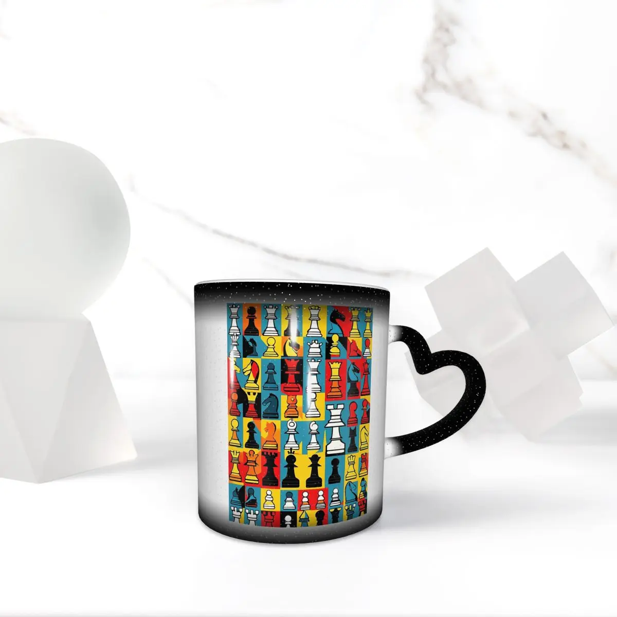 Cartoon Chess Pattern Mug Funny Ceramic Coffee Cups Tea Mugs Milk Cup Drinkware Gift for Friends