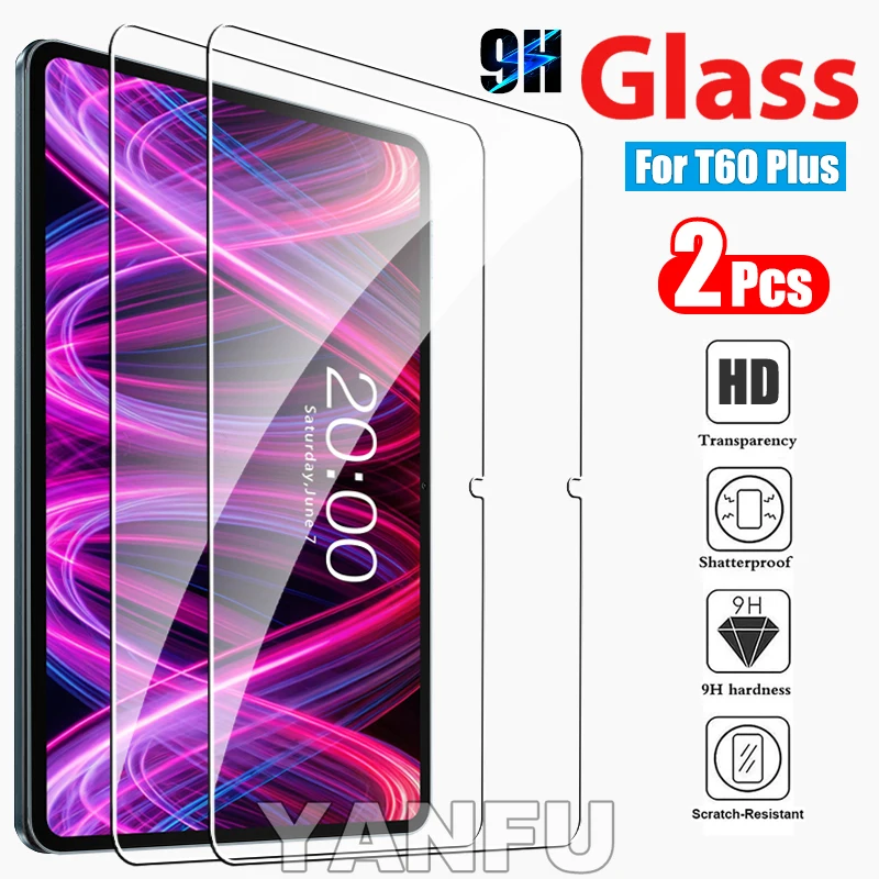 2Pcs Tempered Glass Screen Protector for Teclast T60 Plus 12 inch 2025 Film Glass
