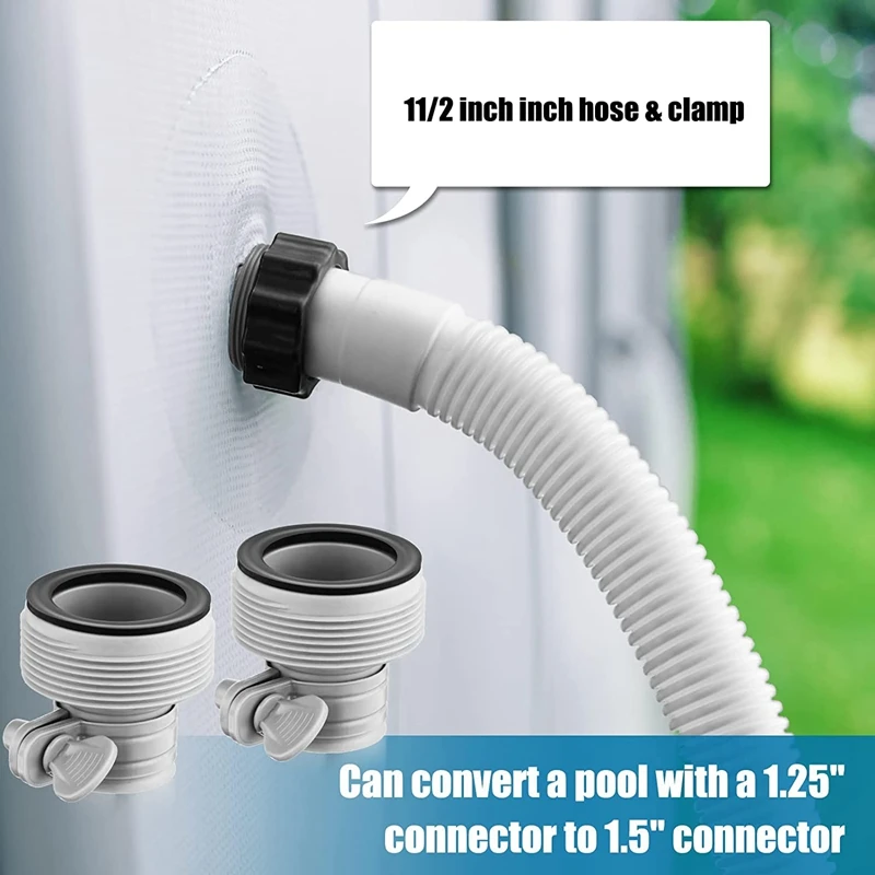 Top!-2 Pcs 1.5 Inches 59 Inches Long Above Ground Pool Replacement Hoses With 2 Hose Adapters For Pool Saltwater Systems