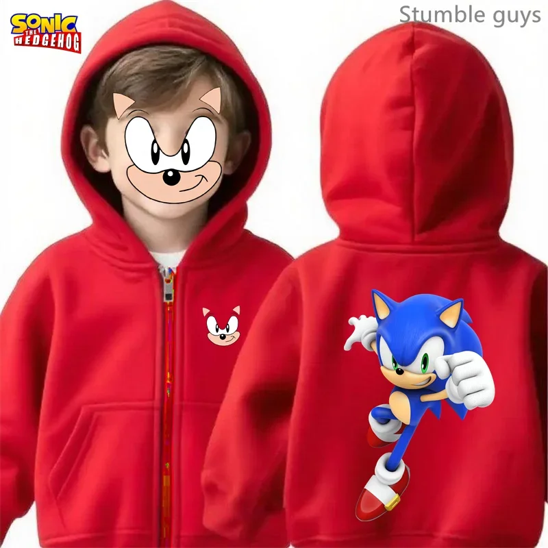 أطفال أنيمي سونيك الرمز البريدي هوديي ربيع الخريف لطيف الفتيان ملابس الفتيات ملابس رياضية مباراة السراويل #4