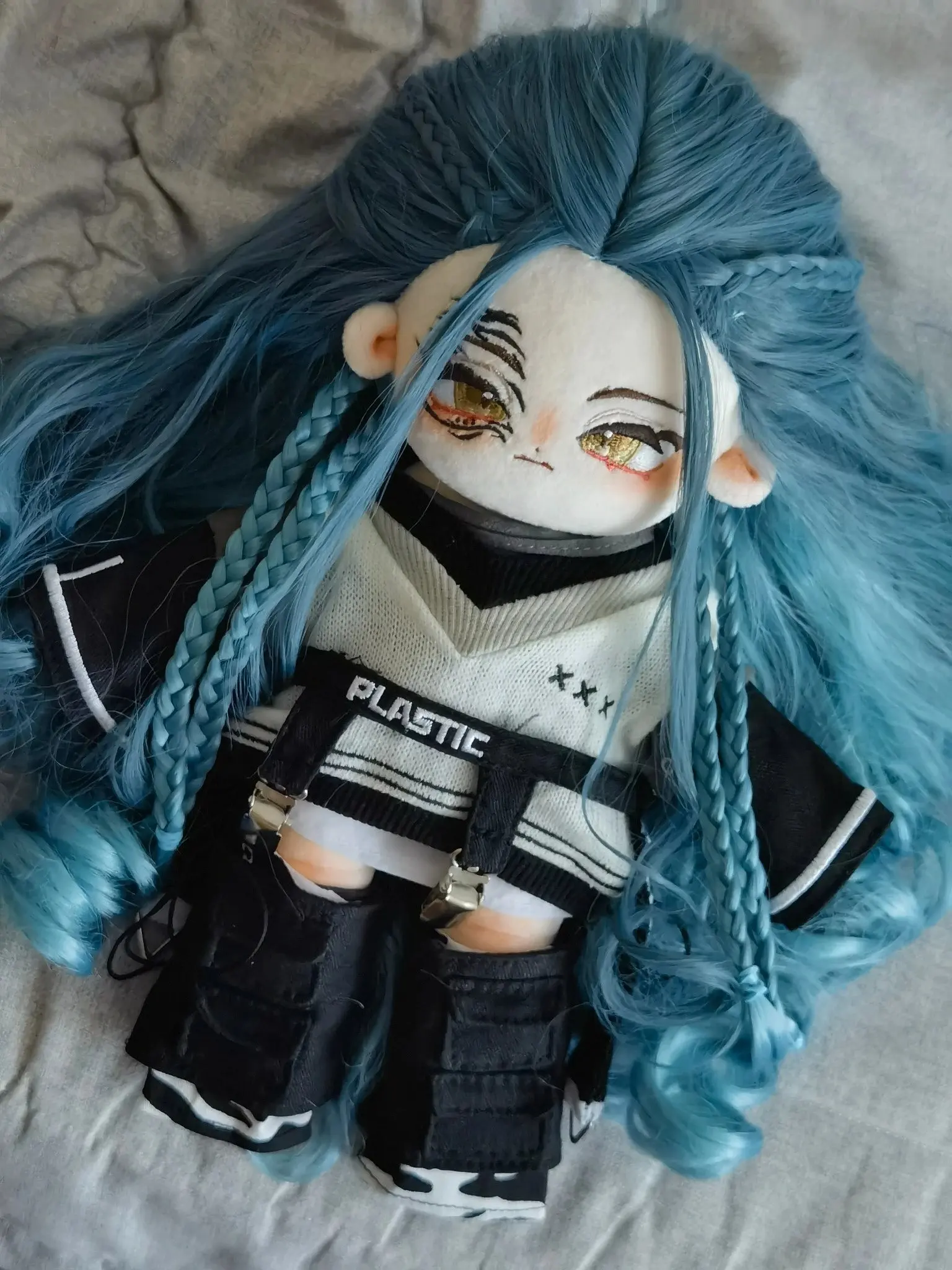 Anime yan guo xi liang Angel Princess Fairy Girl Blue Wig Hair Stuffed 30cm Long legs Plushies Plush Cotton Doll Body Toy For Ki