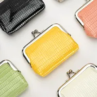 2024 New Lipstick Storage Bag Pure Color Fans You Short Clip Package Lady Crocodiel Pattern Kiss Lock Coin Purse  Cute Wallet