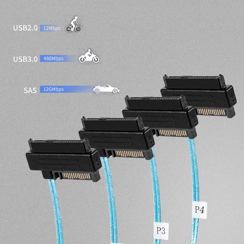 Cabo Mini SAS HD SATA, SFF-8643 a 4 SFF-8482, SFF-8643 a 4 SFF-8482, conector com porta de alimentação 15Pin, disco rígido, cabo do servidor