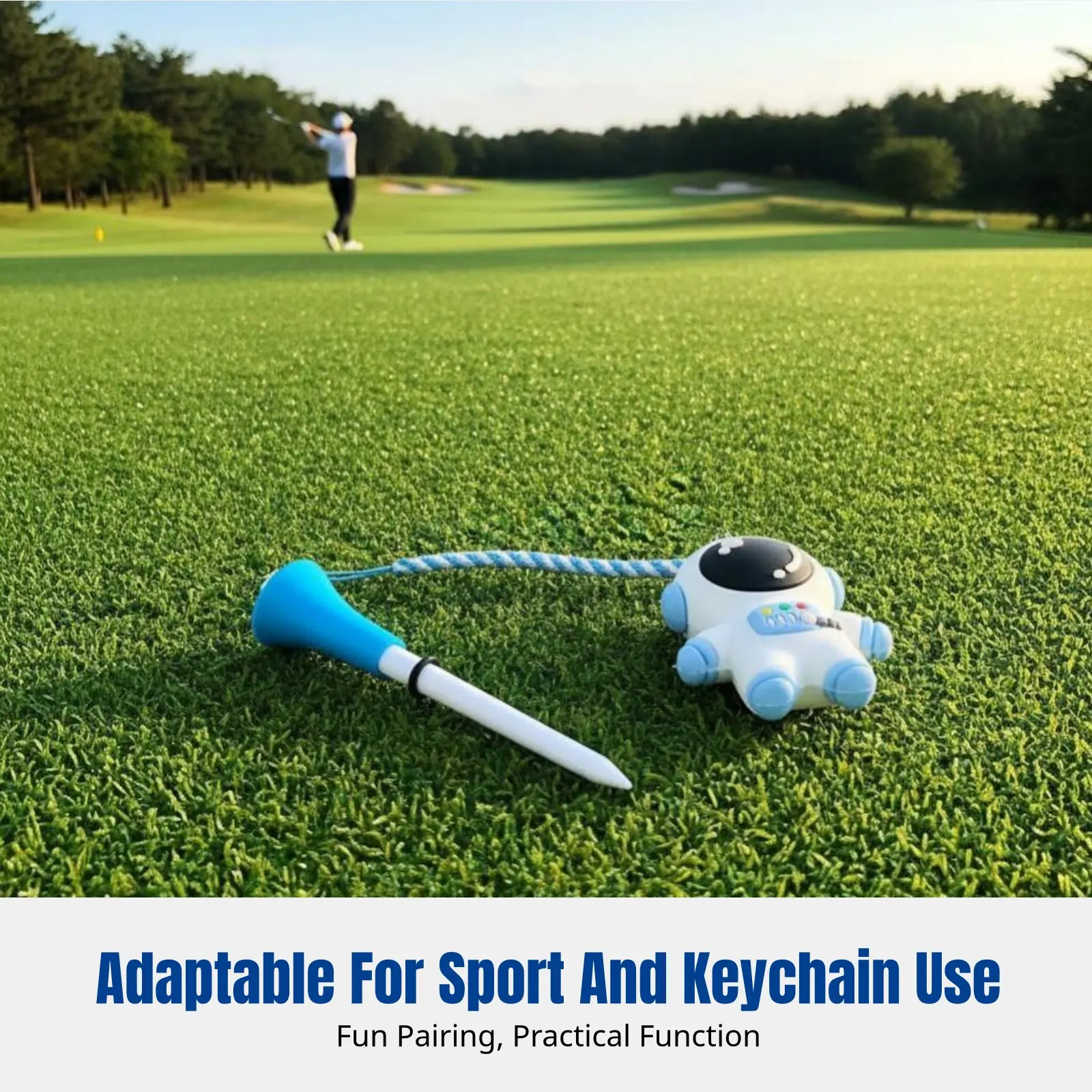 Golf Tee, Astronaut Cartoon, Handmade Cord, Anti-Loss Ball Holder Keychain