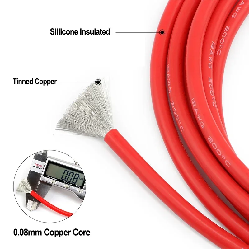 5~50m Extra Soft Silicone Wire 30 28 26 24 22 20 18 16 AWG Car Battery Automotive Wires High Temperature Resistant Cable