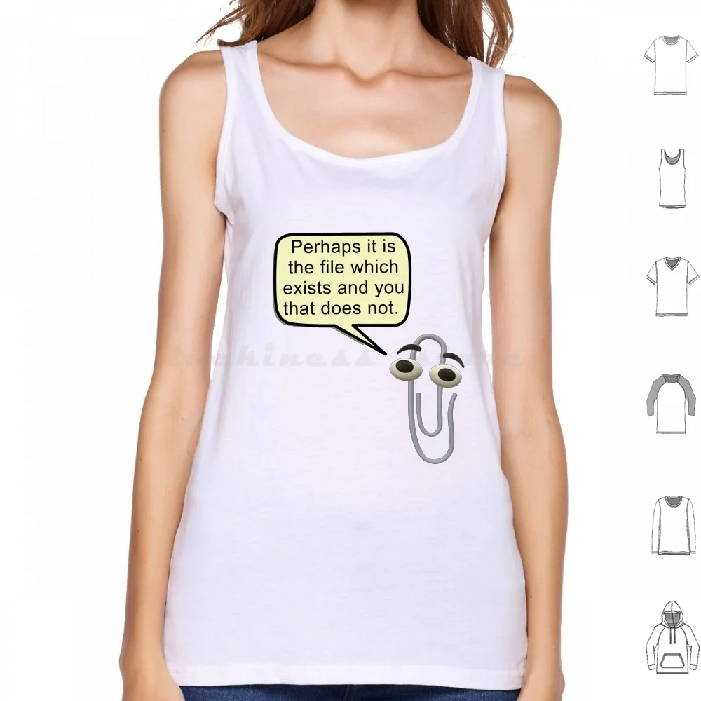 Microsoft Clippy Philosophy Sticker Meme Sticker Tank Tops Print Cotton Paperclip Guy Meme Philosophy Clippy