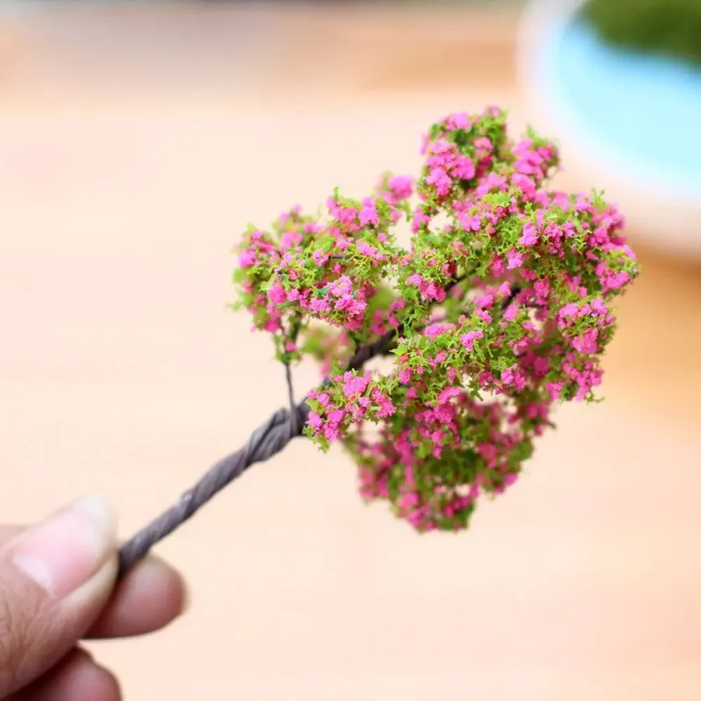 2PC Plastic Mini Simulation Trees Sakura Miniatures Micro Landscape Setting for Garden Desk Meaty Accessories Home Decoration