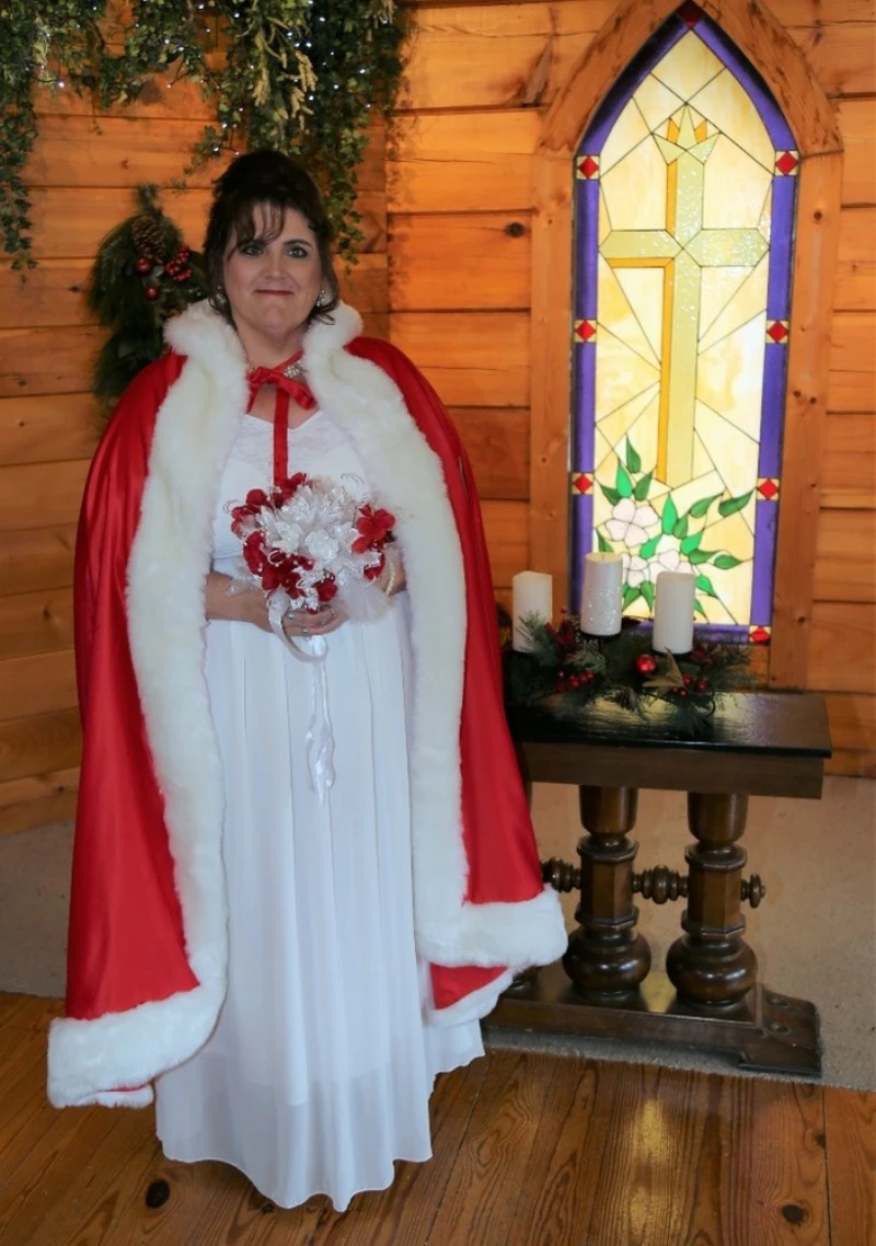 red Cape Bridal Wedding Cloak Hooded Coat Jackets Wraps Faux Fur Mantles muffSanta Claus Cloak custom size plus size