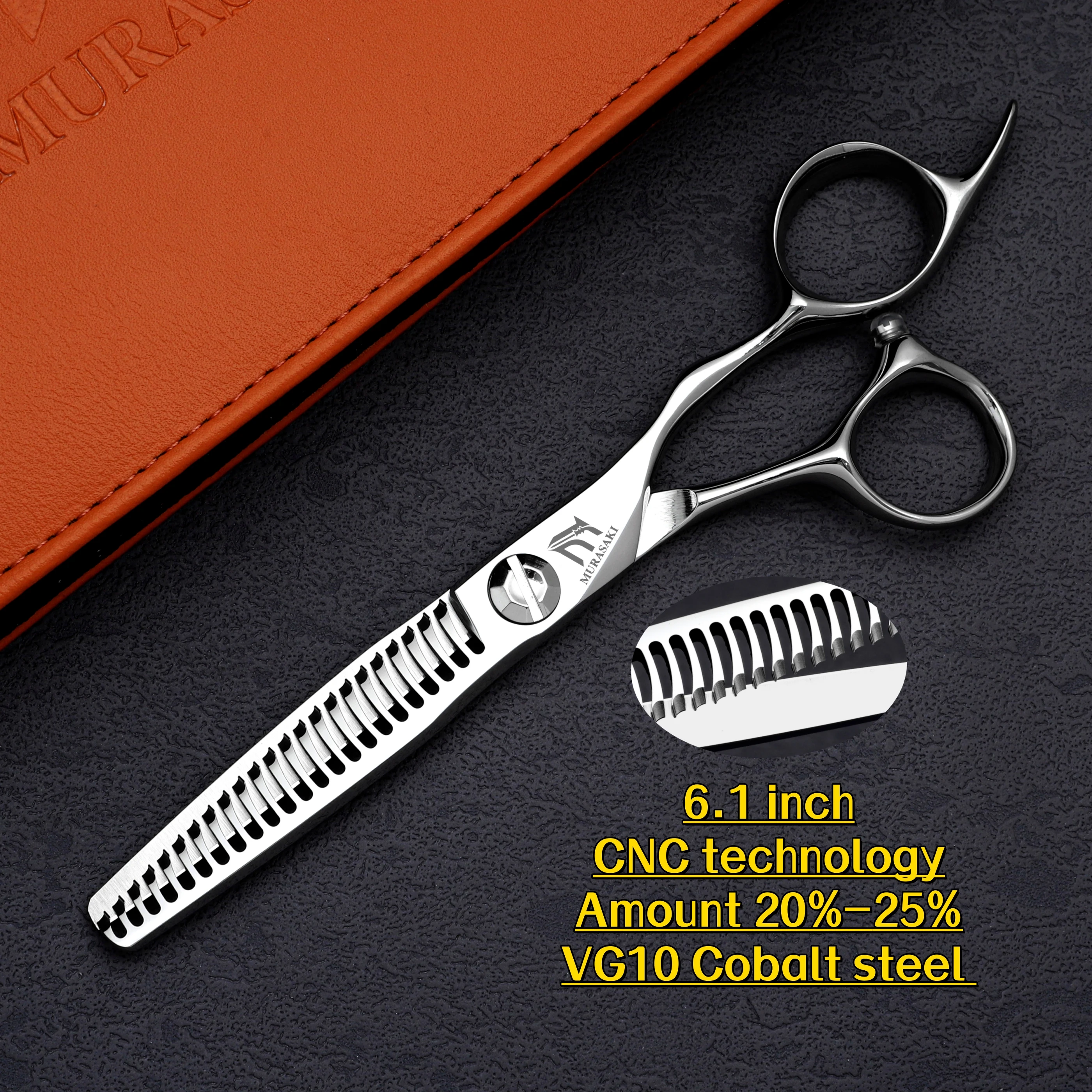 MURASAKI 6 Zoll professionelle CNC-Ausdünnungsschere, hergestellt aus japanischem VG10-Stahl, Friseurschere, erstklassige Haarschneidemaschine – Detail 9
