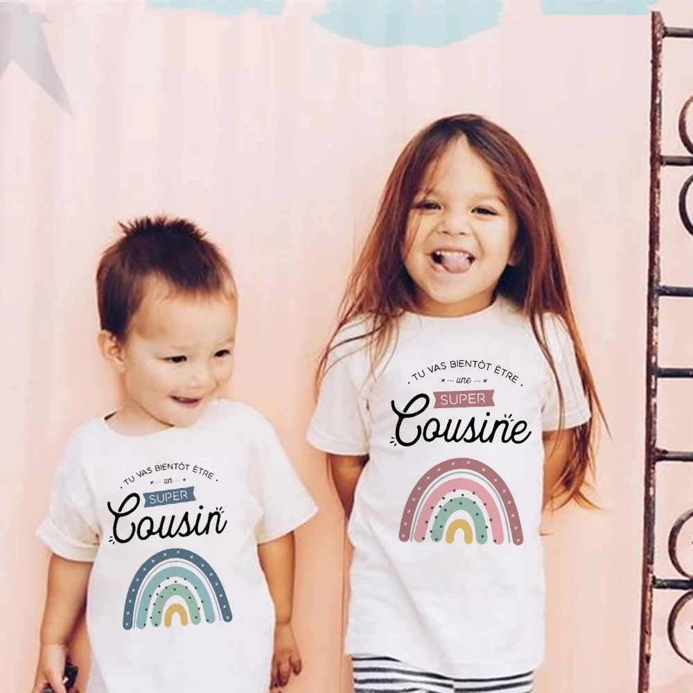 You're Going To Be A Great Cousin Rainbow Printed Kids Shirt Boys Girls T-shirt Funny Child Short Sleeve Tee Clothes Kids Shirts