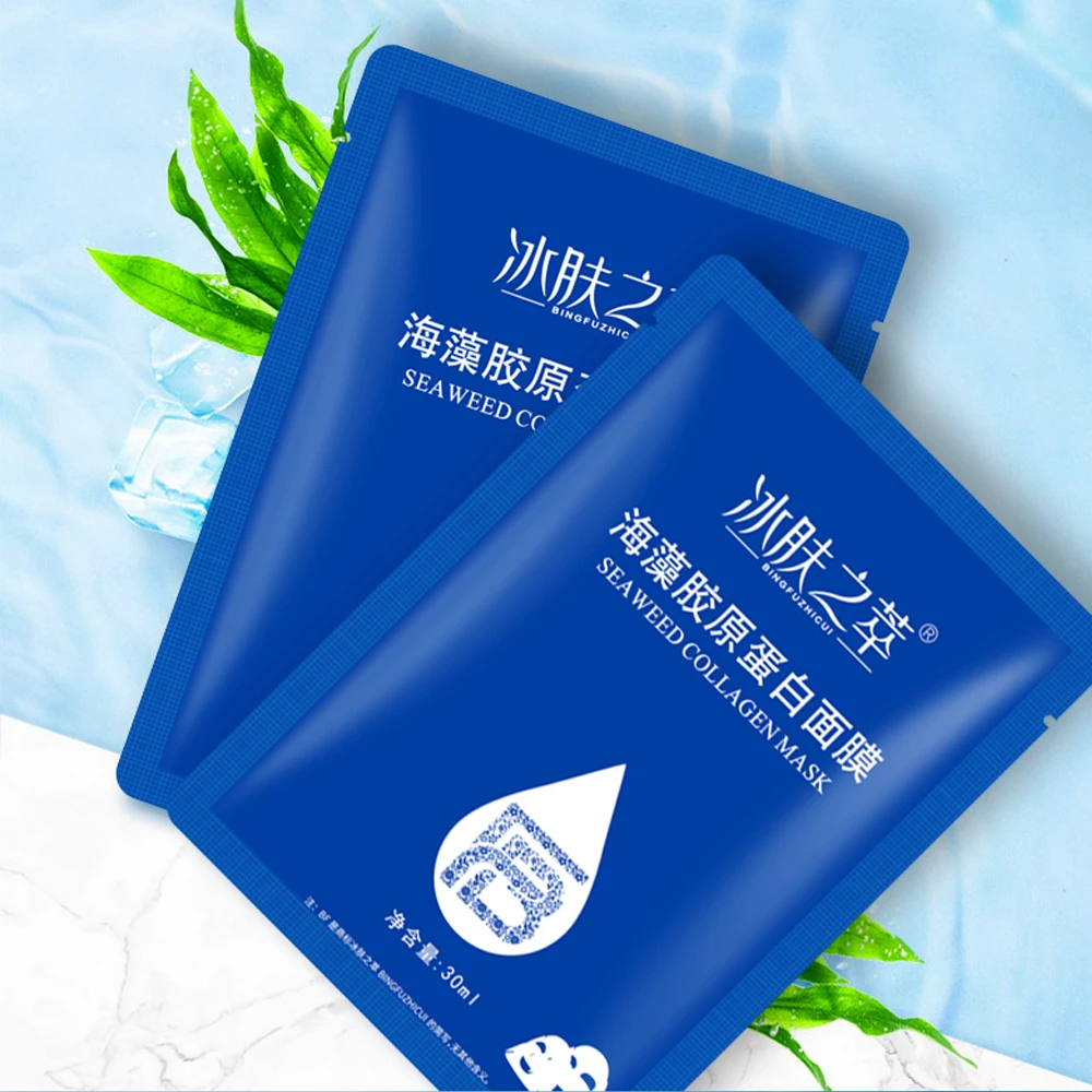 

Seaweed Collagen Mask Transparent Hydrating Moisturizing Masks Fades Fine Lines Face Mask Anti-Wrink Soft Gel Mask Skin Care