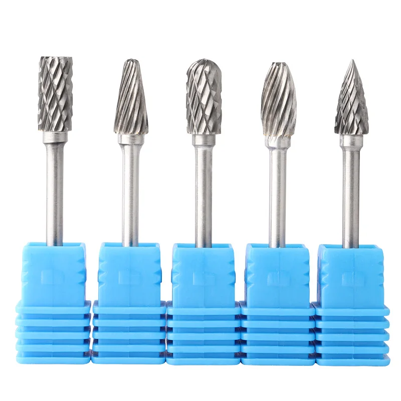 Rotating File Set with 10 Hard Alloy Grinding Heads 3 * 6 Small Metal Grinding Heads Woodworking Tungsten Steel Milling Cutters