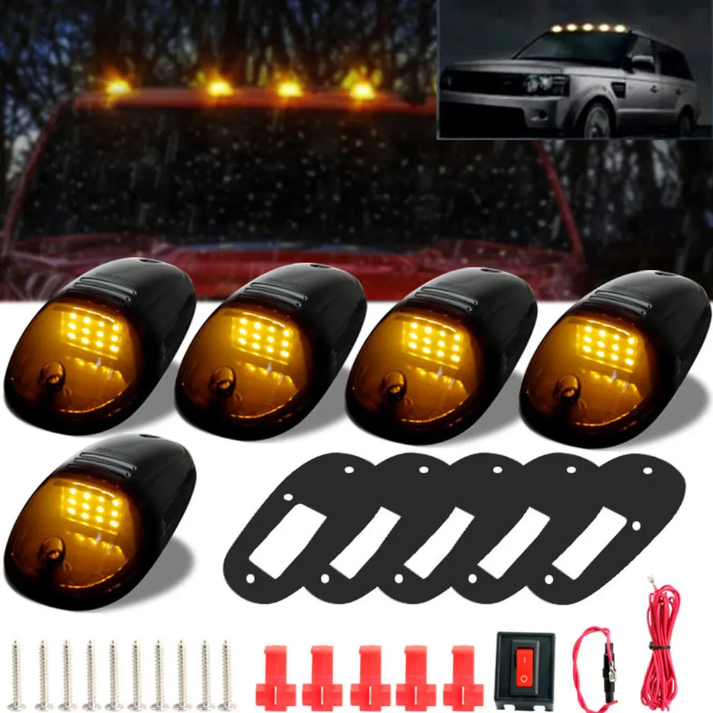 

5PCS White/Amber Smoked/Transparent Lens Cab Marker Cab Roof Running Top Marker Marker Lights