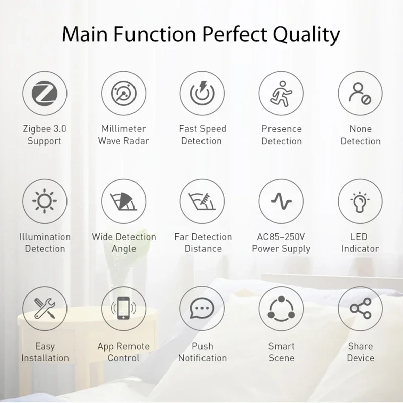 Zigbee/WiFi 24G Presence Motion Sensor Switch For Light 220v Brightness/Distance Radar Detection Tuya Smart Life Home Automation