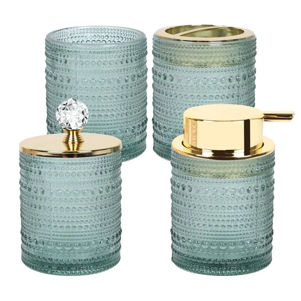 Juego de accesorios de baño, 4 accesorios de baño de vidrio, decoración de baño para cambiador, dispensador de jabón, juego de soporte