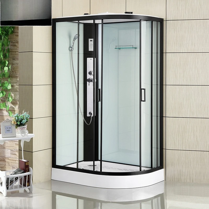 Shower Room with Glass Partition, Integrated Waterproof  Enclosure Cabin for Home & Apartment Small Bathroom Balcony Renovation
