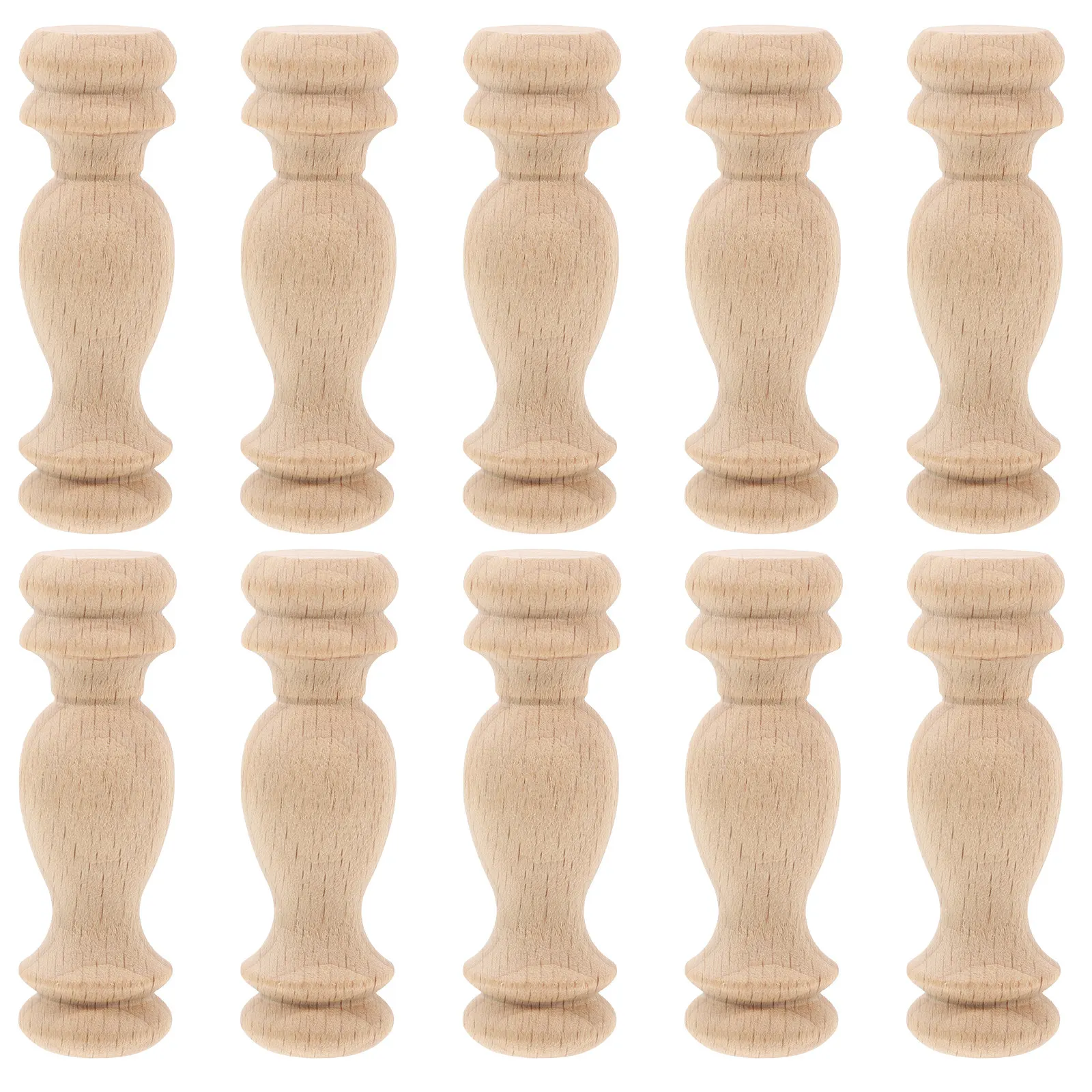 10Pcs Solid Wood Carved Roman Pillars Versatile Baluster Spindles for Deck Railing Staircase Courtyard Garden Home Decor DIY