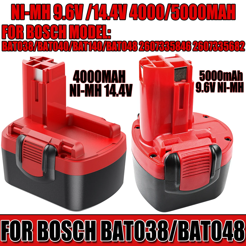 جديد Bottool لبوش BAT038 BAT048 4000mAH/5000mAH 9.6V/14.4V بطارية BAT040 BAT140 PSR 14.4VE-2 ، GSR 14.4 V أداة طاقة البطارية